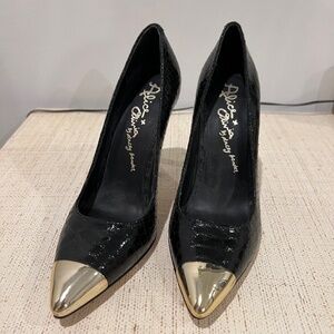 Alice and Olivia black pumps with gold toe